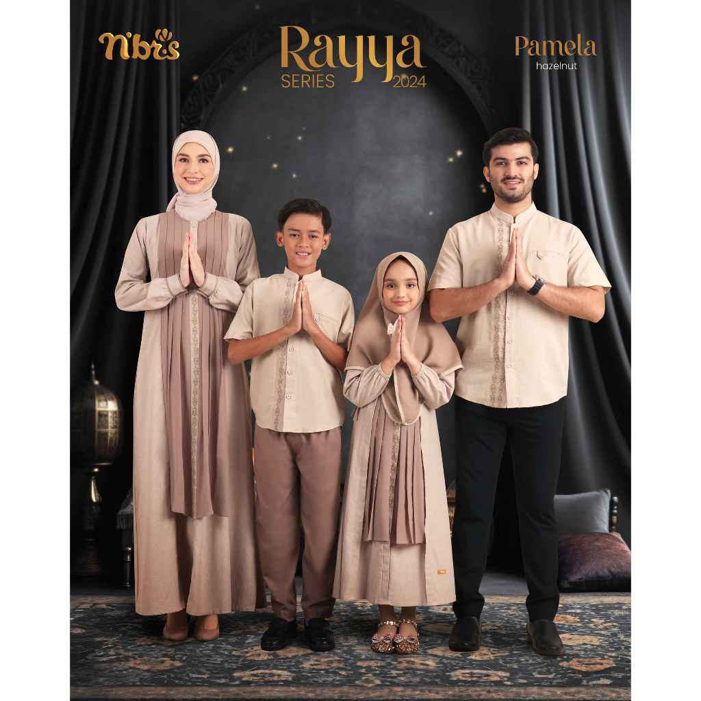 SARIMBIT TERBARU 2024 RAYYA SERIES PAMELA HAZELNUT BY NIBRAS FASHION SERAGAM KELUARGA HARI RAYA LEBA