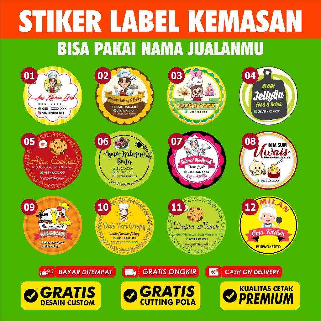 

CETAK STIKER LABEL KEMASAN A3 CROMO + CUTTING ( kotak, bulat, oval, custom )