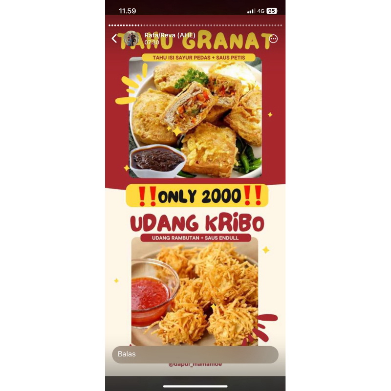 

tahu isi sayur dan udang kribo