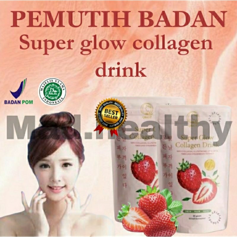 SUPER GLOW QBAST QELSEA Collagen Drink minuman pemutih badan ori bpom