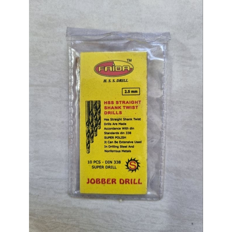 Mata bor besi kuning 2,5 mm ; mata bor besi 3,5 mm ; mata bor besi 4 mm ; mata bor besi 4,5 mm ; mat