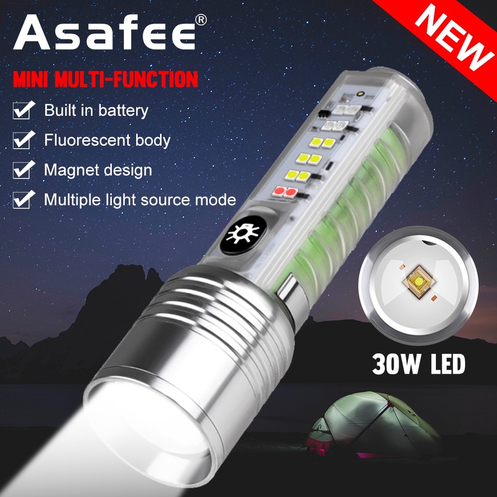 Senter Maghnet Zoom in out Cas 8 Mode Warna 30W Waterproof Flashlight 520A