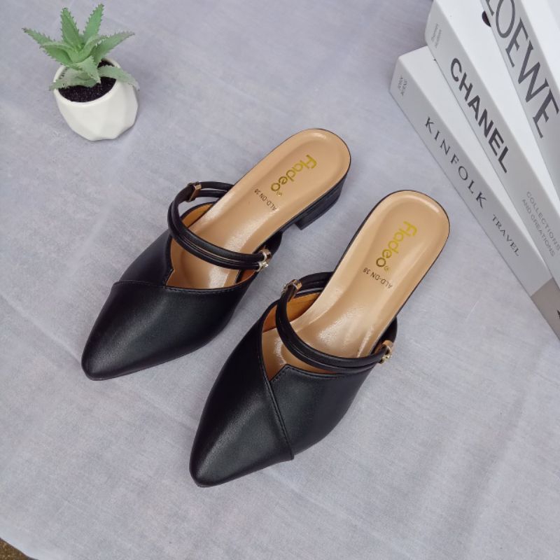 Bustong Sepatu Wanita Ban Tali Dua Permata - Fladeo - Hak 3 cm - Pantofel Harian Wanita