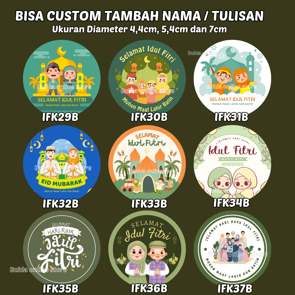 Label Sticker Stiker hangtag Lebaran Selamat Hari Raya Idul Fitri Mohon Maaf Lahir dan Batin ukuran 