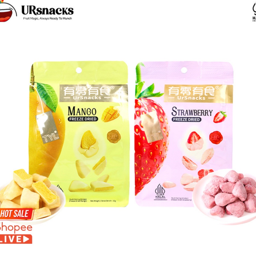 

Spesial URSNACKS Bundle Of 2 Freeze Dried Keripik Sehat Strawberry Mango