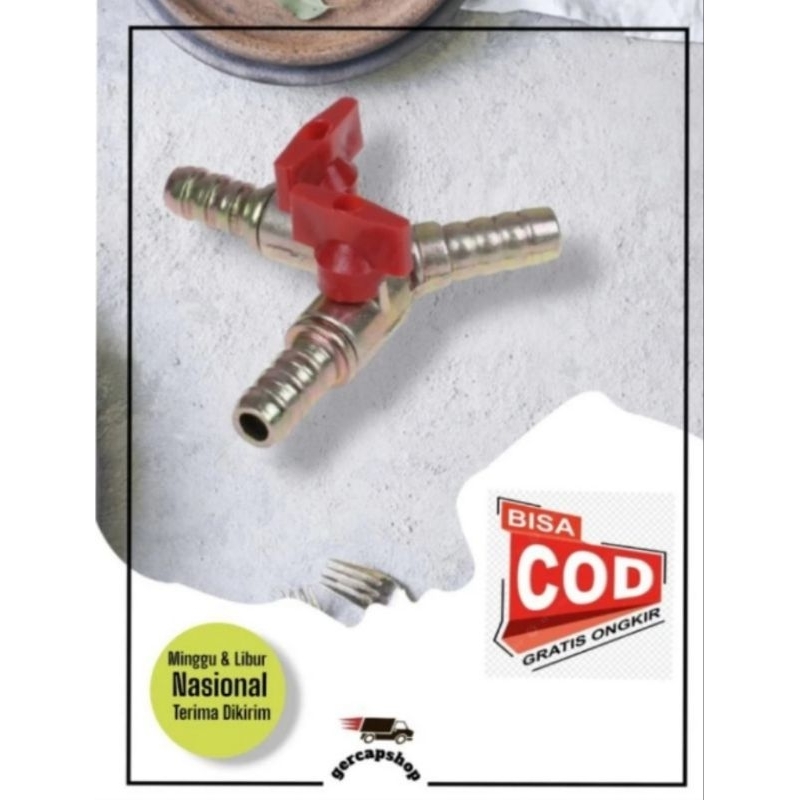 Segitiga Sambungan Gas Lpg | Stop Kran 2 - 3 Arah | Konektor Selang Kompor gas Elpiji