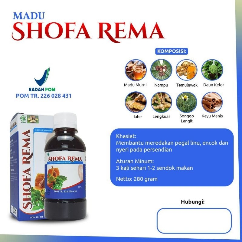 

MADU HERBAL SHOFA REMA BERAT 280 GRAM