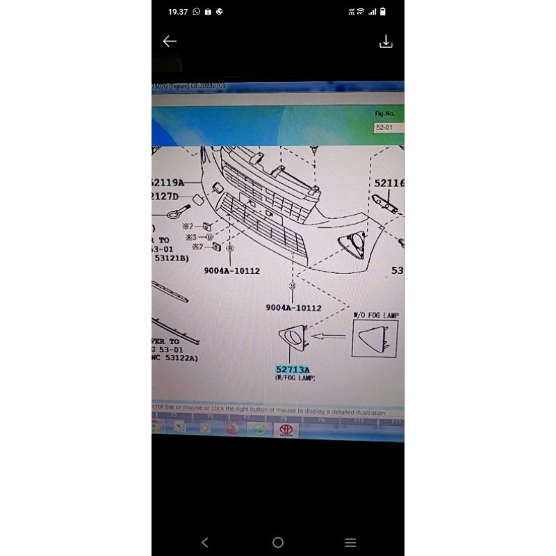 cover foglamp agya ayla 52712-BZ050