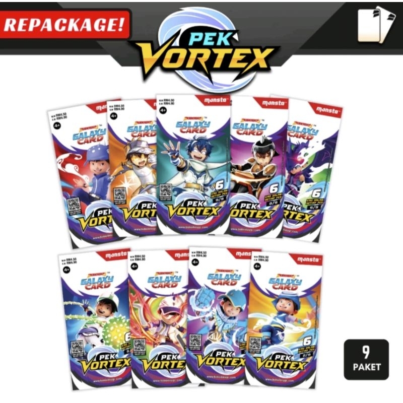 BoBoiBoy Galaxy Card: Pek Vortex REPACKAGE (54 Kad)