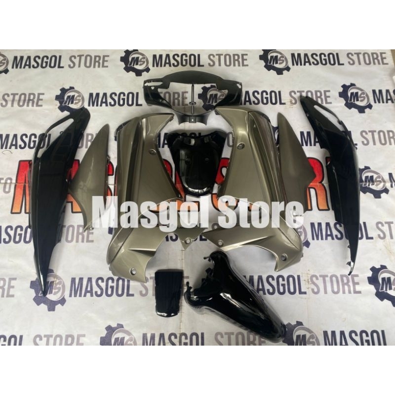 Cover body halus Supra X 125 lama Silver Grey hitam custom
