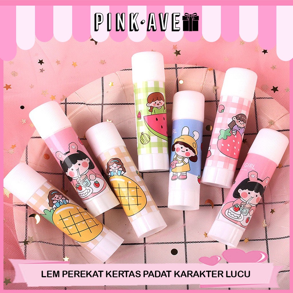 

BISA COD ! Lem Perekat Kertas Padat Glue Stick Lem Stik Batang Putar Sekolah Kantor Motif Korea Lucu