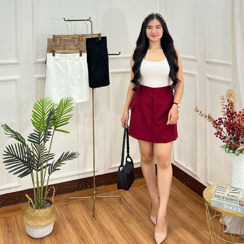 Rok Celana Import Wanita Kode 8284 || Celana Rok Pendek Wanita Import Bahan Adem || Rok Celana Wanit