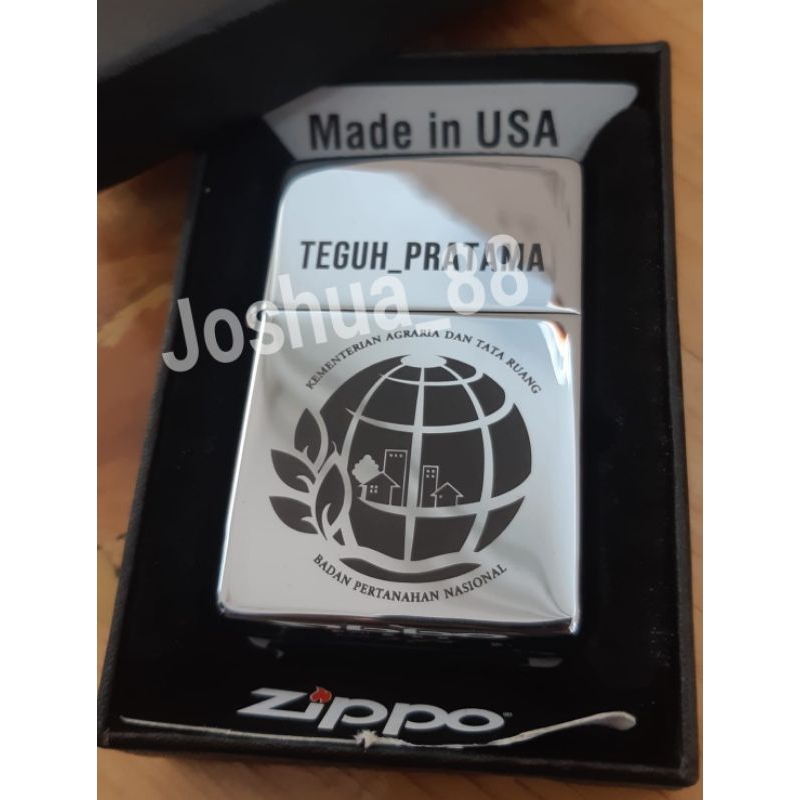 Zippo Korek Api Custom Ukir Logo Kementerian Agraria Dan Tata Ruang Negara Bisa Pesan Logo| Ukir Nam