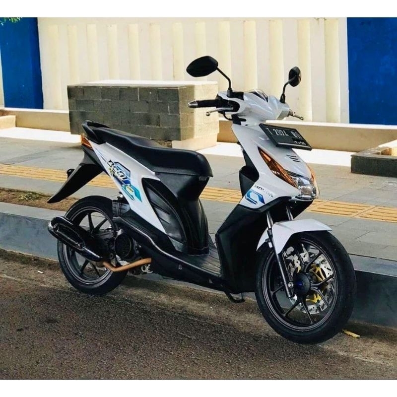 Striping lis sticker standar honda beat karbu 2008 2009 putih lis biru stiker beat karbu putih 2008 