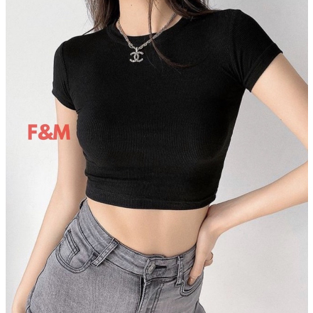 CROPTEE CROPTOP SPANDEK BAJU KOREA WANITA KAOS KEKINIAN KAOS ATASAN KOREA CROP