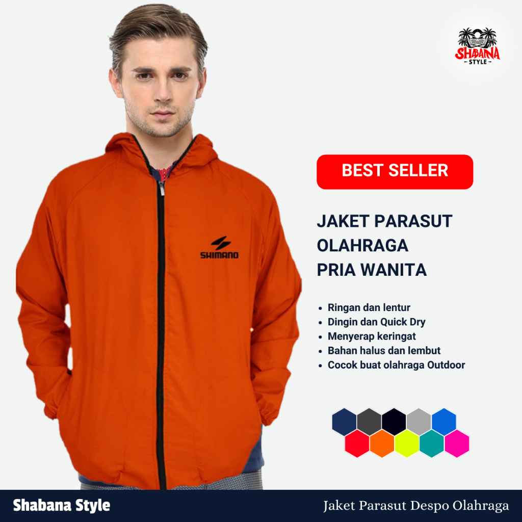 Jaket Parasut Olahraga, Sauna Suit, Jogging, Lari, Bersepeda, Despo, Gym Fitnes, Senam, Pria Wanita 