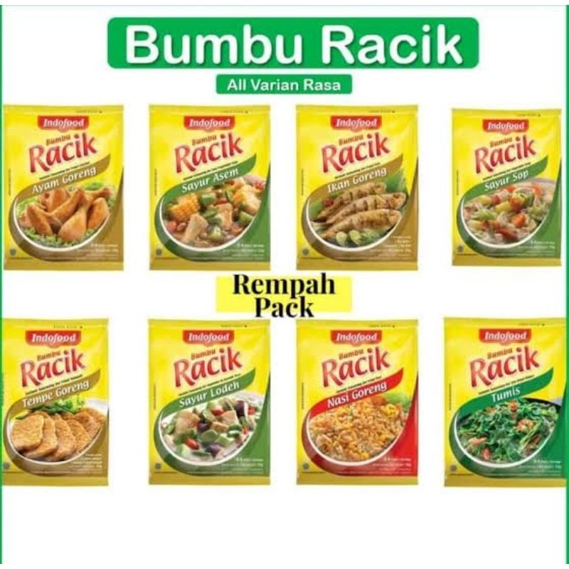 

Bumbu Racik Indofood 1 paket isi 20pc random rasa, exp Aman Sentosa