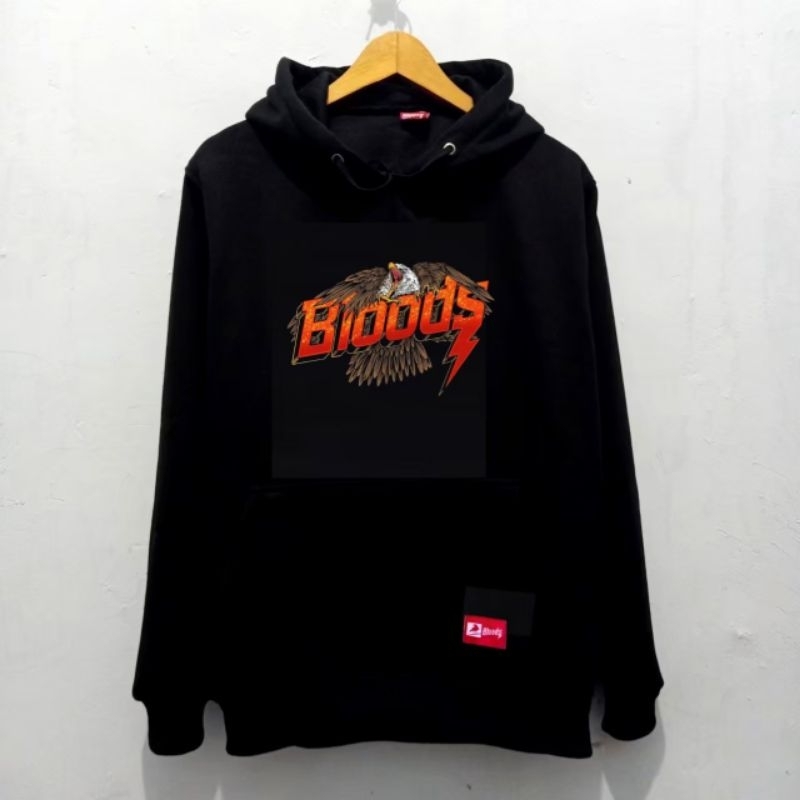 Sweater Hoodie Pria Distro Original Bloods Brand Unisex Cewek Cowok Keren Bahan Tebal Switer Sunmori