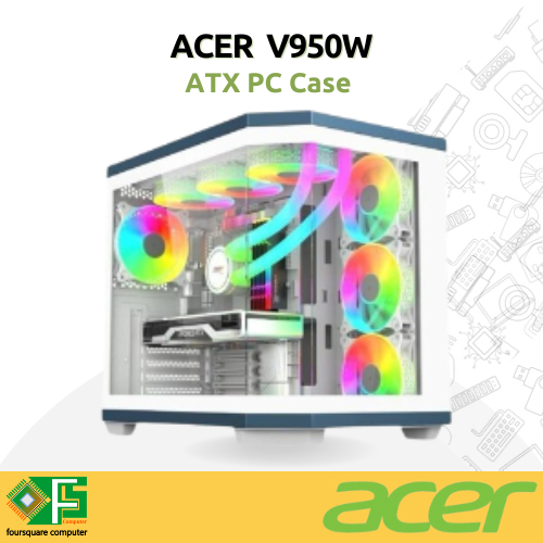 ACER V950W White Tempered Glass | Casing PC ATX | CPU PC Case Gaming