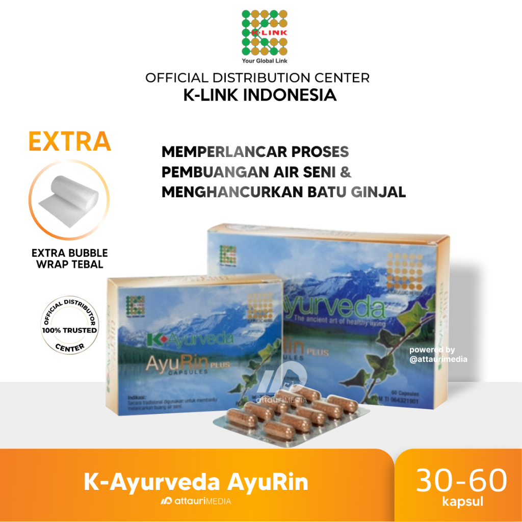 K-Ayurveda AyuRin (Anti radang, Batu Ginjal) - FREE 1 Sachet K-Coffee 4 in 1 - Original by Distribut