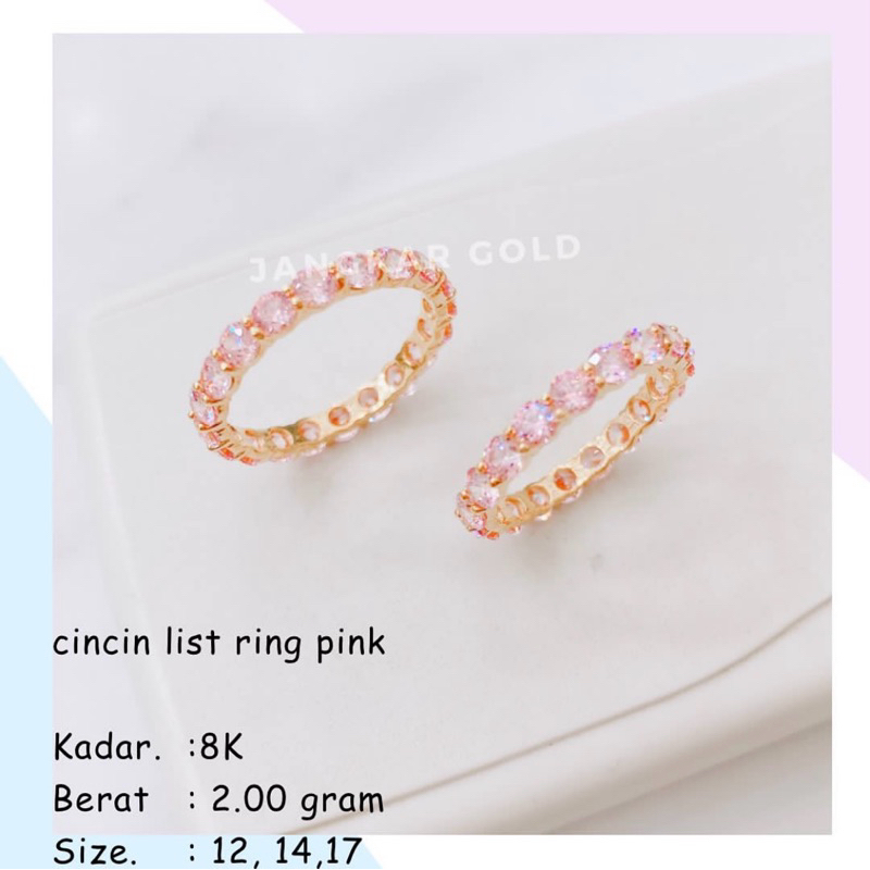 CINCIN EMAS LIST RING MATA PINK 8K 2.00GR LISTRING CANTIK