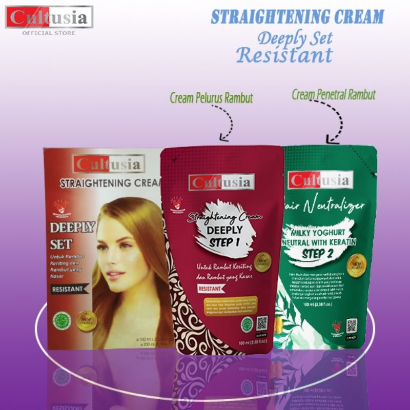 CULTUSIA SET MINI Hair Straightening - DEEPLY (RESISTANT) - 2x100 mL | Pelurus Rambut Sekali Pakai R