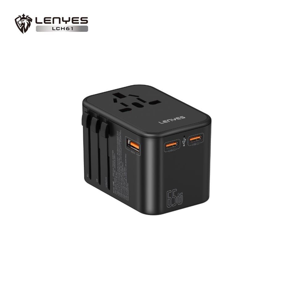 LENYES LCH61 Universal Travel Adaptor GaN Fast Charging 65W Multifunctional Charger