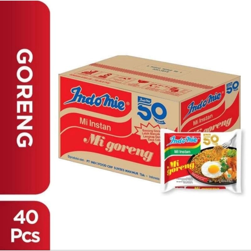 

Indomie goreng 1dus atau karton (isi 40pcs)