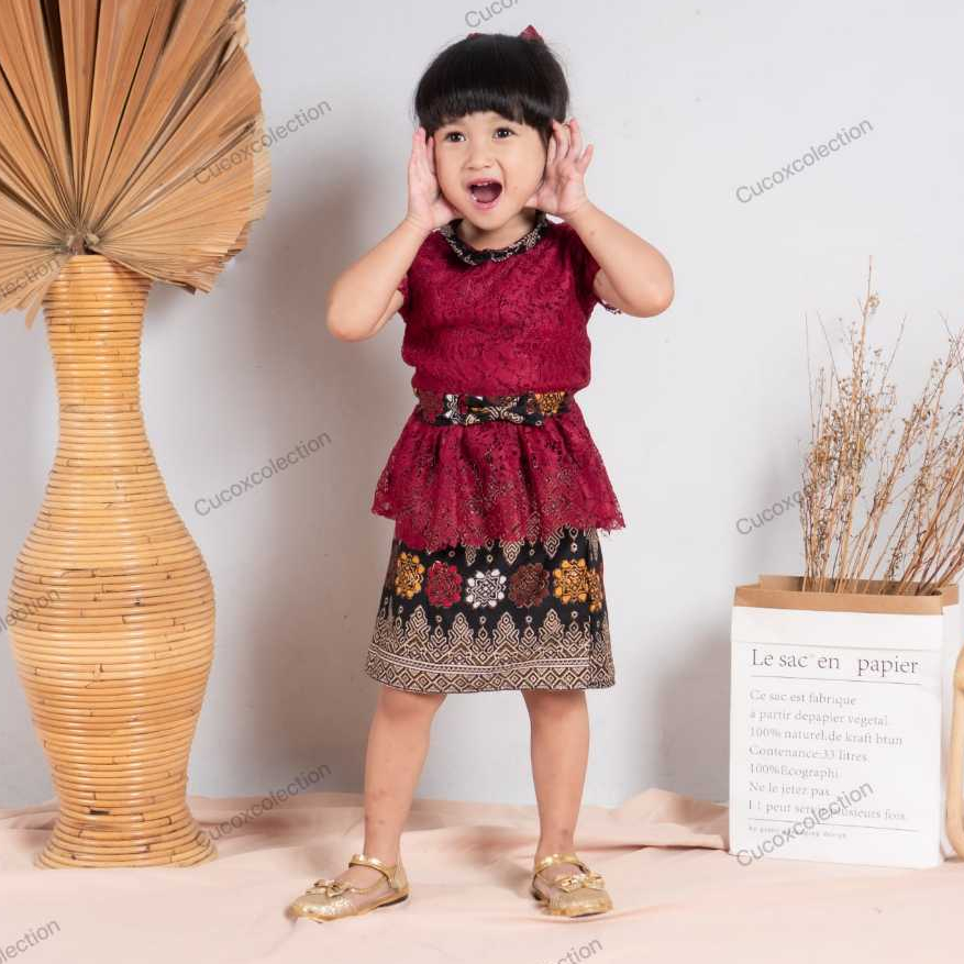 Kebaya Bayi Dan Anak Brukat Modern FREE PITA Lengan Pendek Rok Span Kebaya Wisuda Anak TK SD KB PAUD