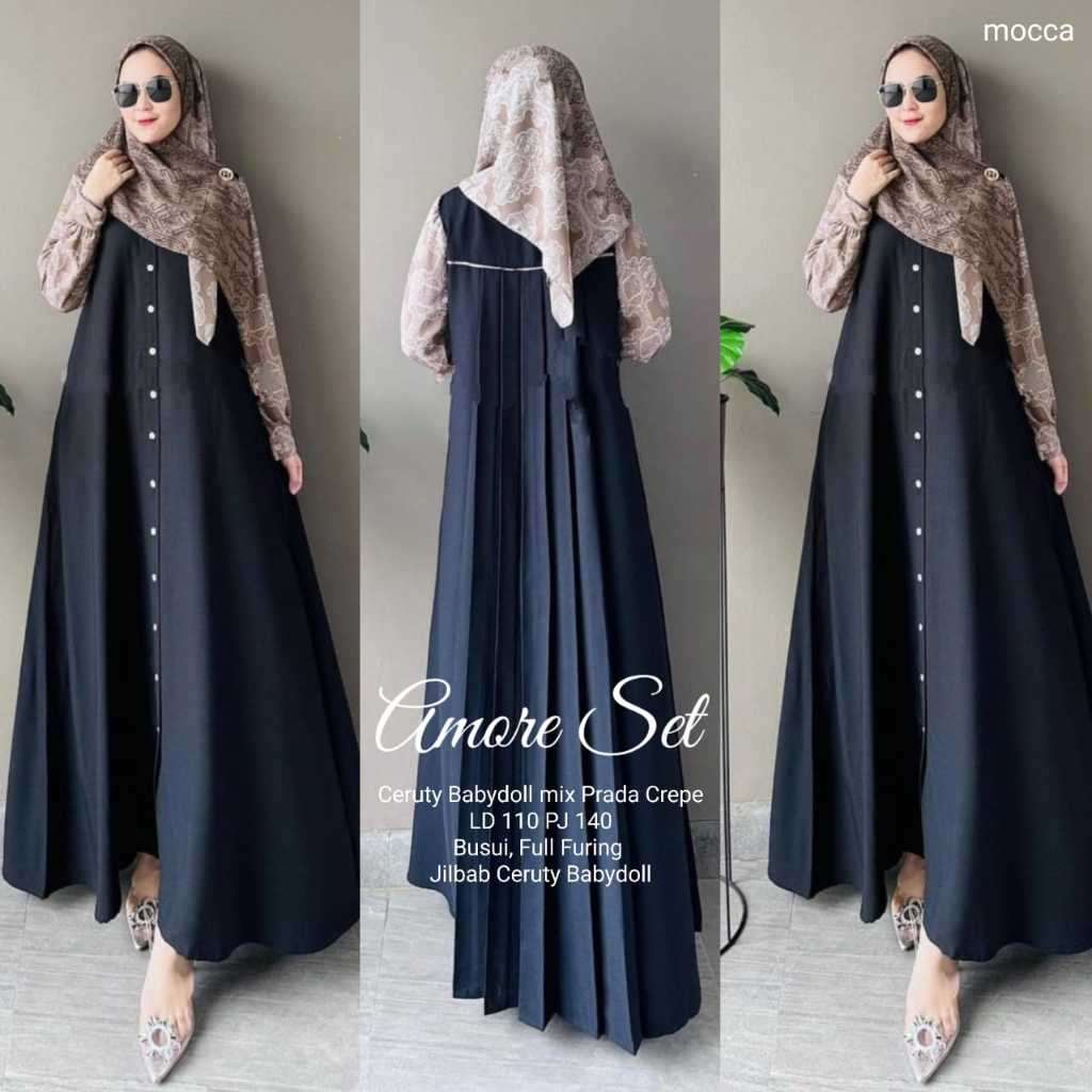 Set Gamis Jilbab // Gamis Jilbab Segiempat Prada // Gamis Set Kekinian Viral
