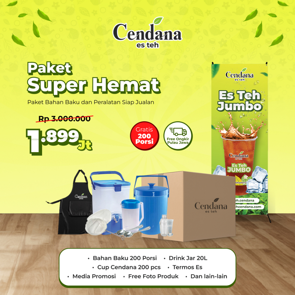 

PAKET USAHA FRANCHISE ES TEH CENDANA FREE ONGKIR BY AIR BENING SEJAHTERA