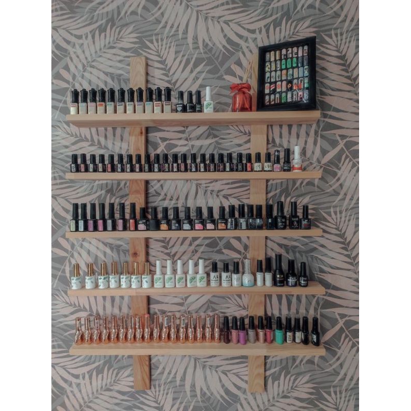 Rak kutex nail art parfum tempel dinding kayu