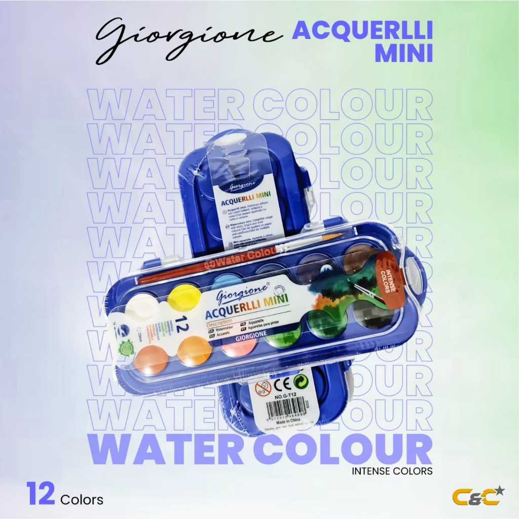 

Cat air giorgione acquarell water color 12/24/36/48 warna
