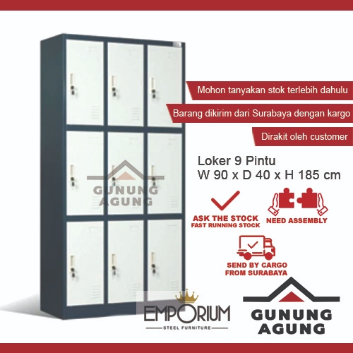 Loker Besi 9 Pintu Emporium EL-9 / Loker Karyawan 9 Pintu / Loker Besi Emporium / Loker 9 Pintu