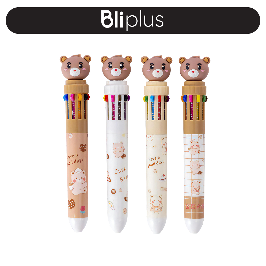 

Pena Pulpen Bolpoin 10 Warna Karakter Lucu Pulpen Karakter Beruang ATK017