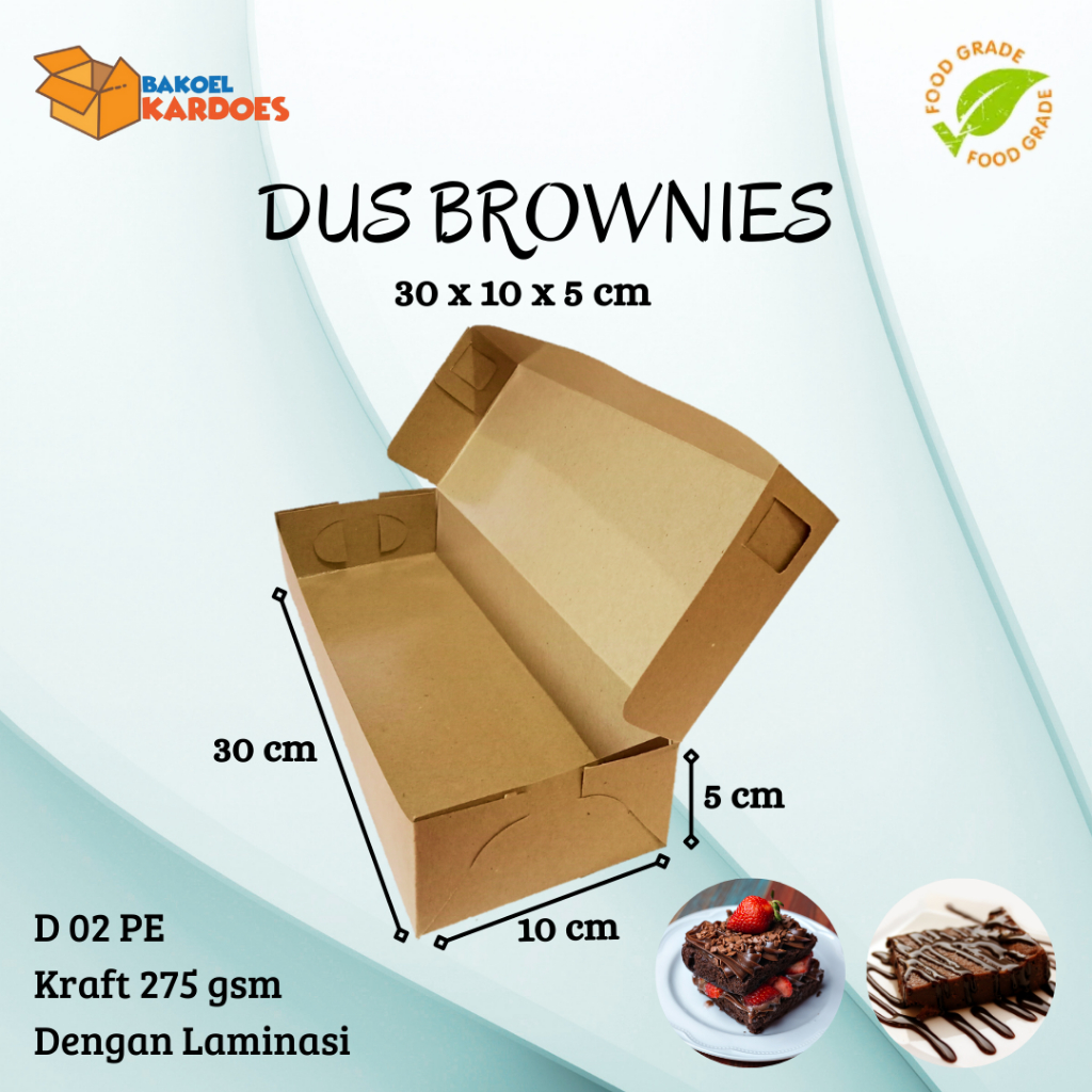 

Kardus Brownies D 02 Uk. 30x10x5 Dengan Laminasi