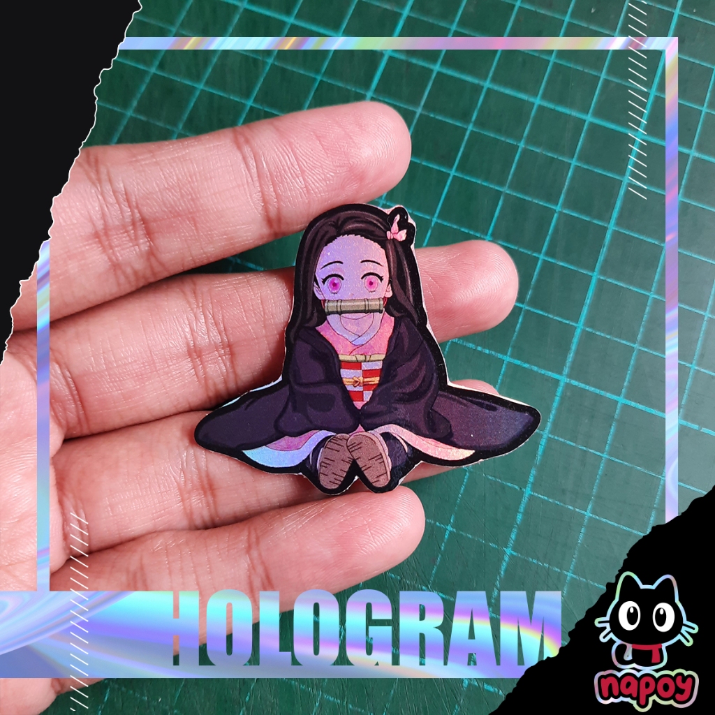 

Stiker Hologram Anime Demon Slayer Nezuko Duduk