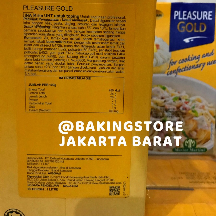 

[KARTON] Pleasure Gold Master Gourmet Cooking Cream Krim Masak 12 x 1L