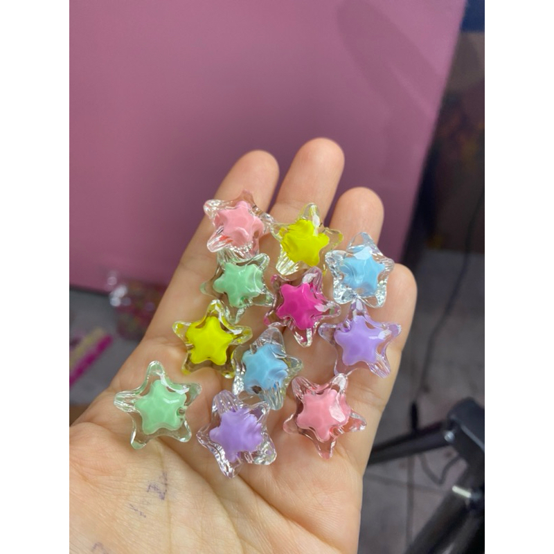 Manik Manik Bintang Kristal Mote Akrilik Mute Pastel Bahan Kerajinan Craft & Meronce