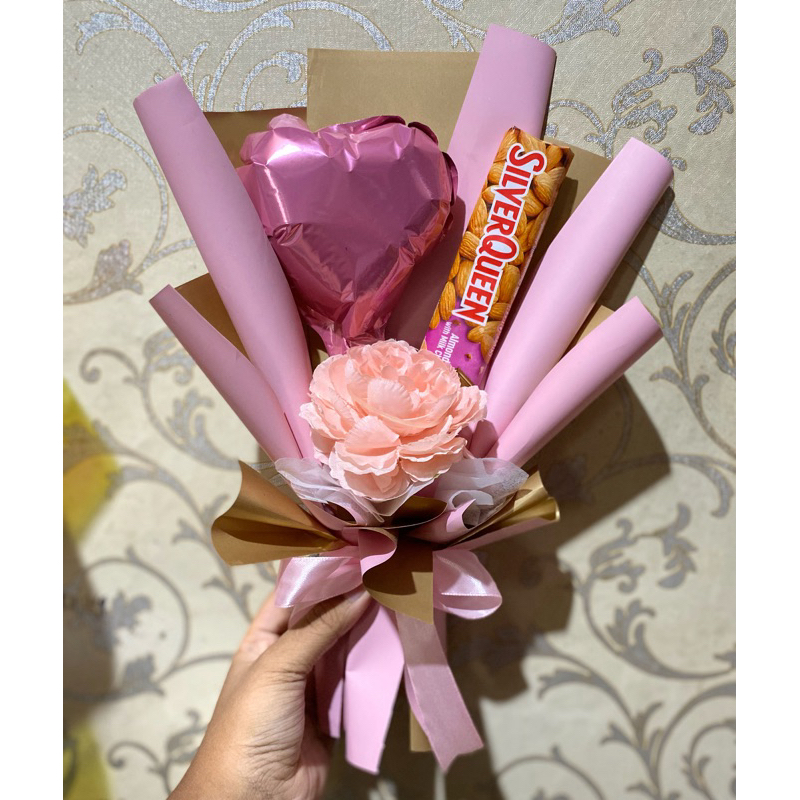 buket bunga silverqueen balon love