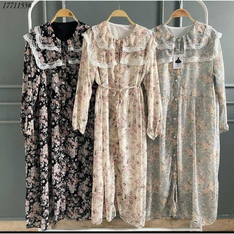 Long Tunik/Dress Renda Burklat BKK Bangkok Ceruty Flow Import 1771155 PREMIUM