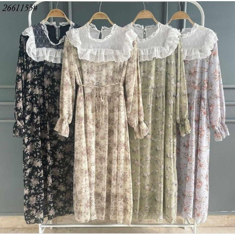 Long Tunik/Dress Renda Burklat BKK Bangkok Ceruty Flow Import 2661155 PREMIUM