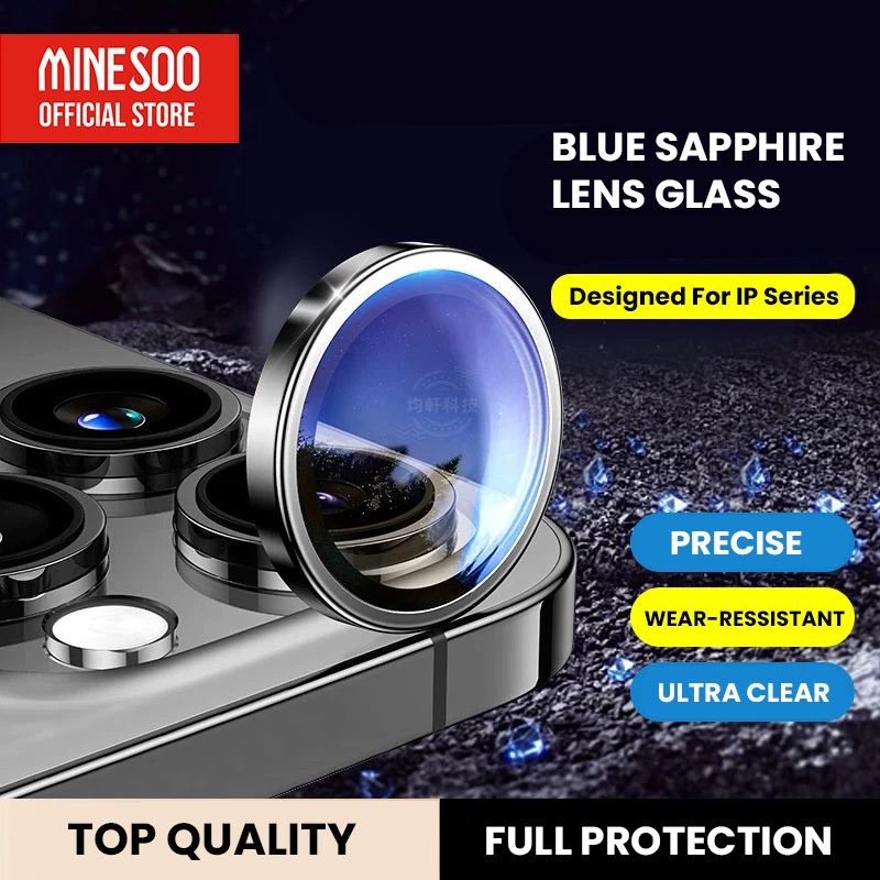 Minesoo Anti Gores Metal Ring Camera Lens Protector for  iPHONE 16 16 PLUS 15 PRO MAX 15 PLUS 14 PLU