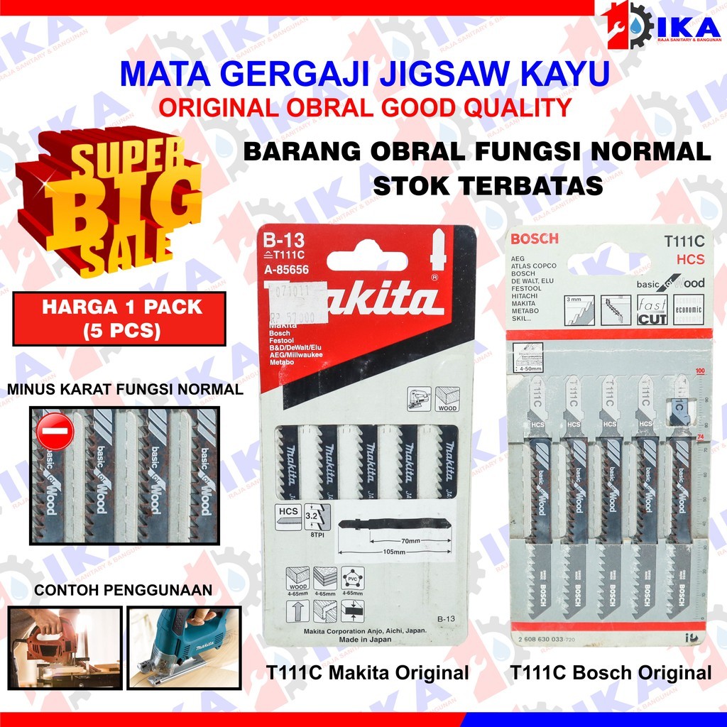 OBRAL Mata Jig Saw T111C Makita Bosch Mata Gergaji 10cm Jigsaw Kayu Panjang Hcs Reciprocating Blade