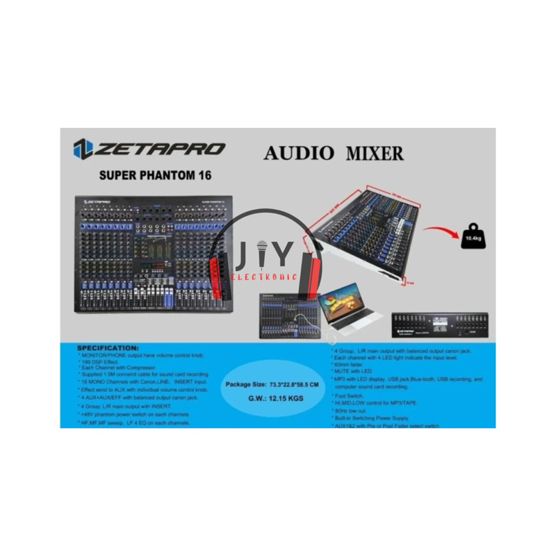 Audio Mixer 16 Channel Zetapro Super Phantom 16