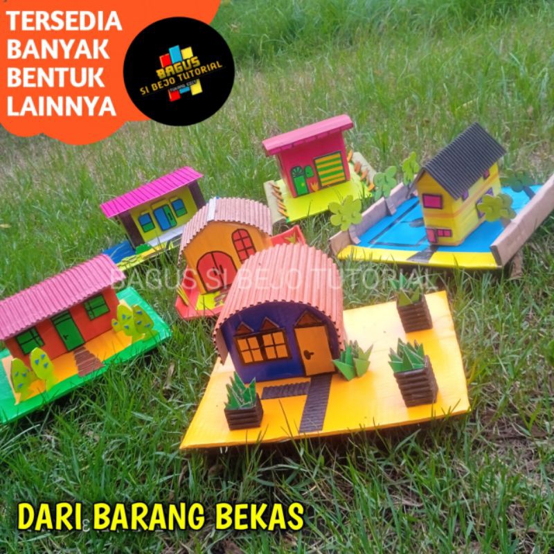 RUMAH RUMAHAN DARI KARDUS MINIATUR UNTUK TUGAS PRAKTEK PRAKARYA RUMAH KARDUS