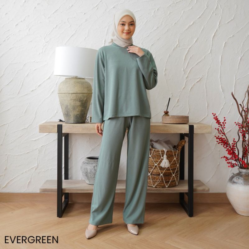 Lulu Longsleeve Knit Set Baju Setelan Wanita Rajut Celana Panjang Muslim Big Size Jumbo Hijab Friend