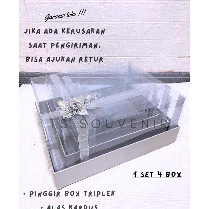 

KF7 BOX SESERAHAN HANTARAN BOX HAMPERS KOTAK KADO TUTUP MIKA 1 SET WARNA SILVER