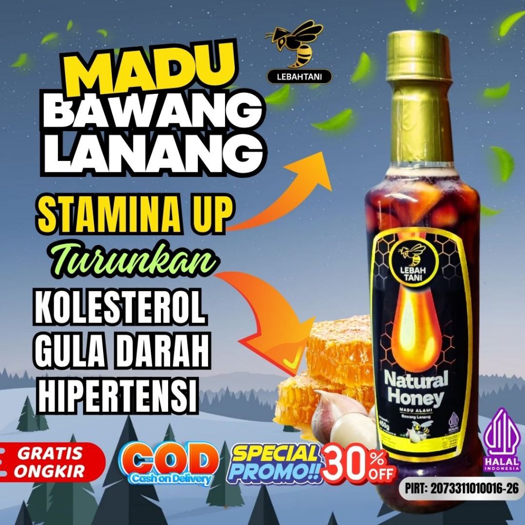 

Madu Bawang Lanang ASLI Lebahtani Stamina Kolesterol Hipertensi Diabetes Jantung