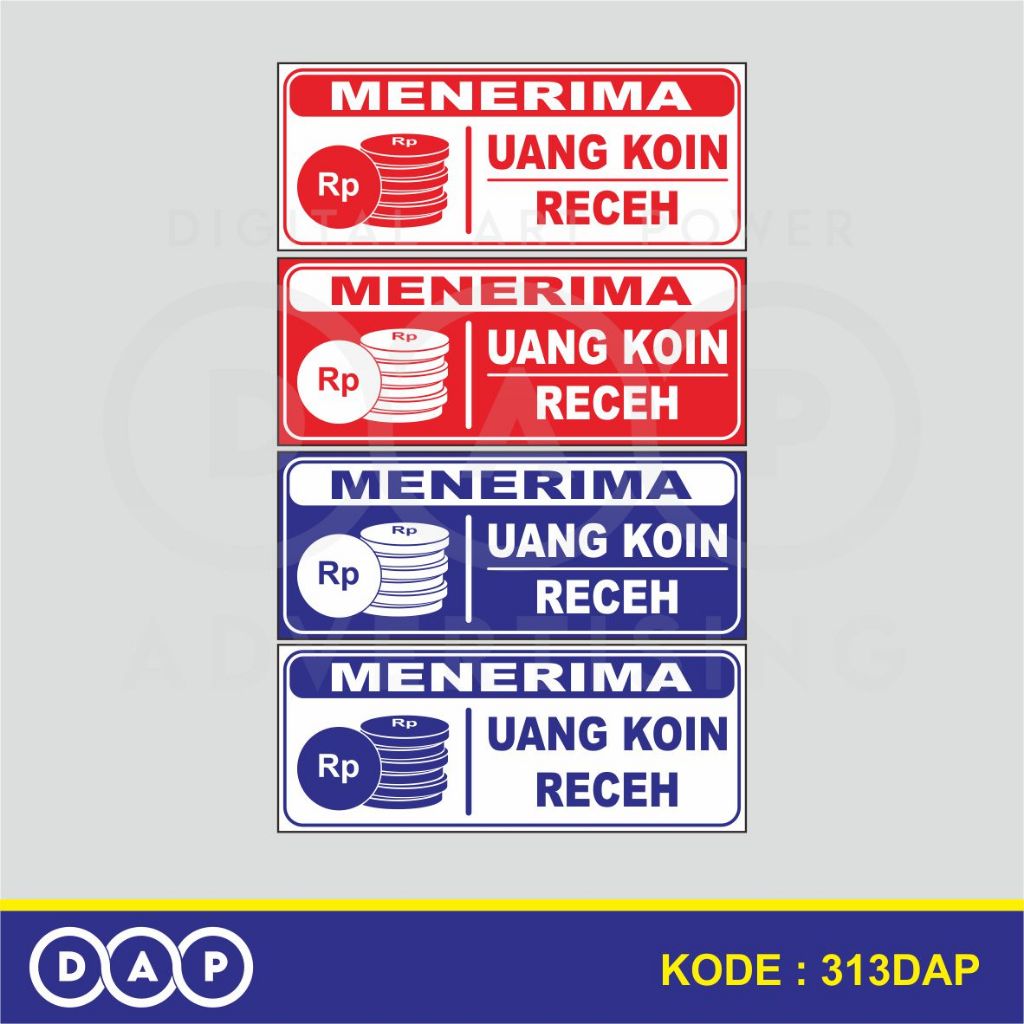 

313 - STIKER MENERIMA UANG KOIN - 25 X 10 CM - VYNIL - TERBAIK